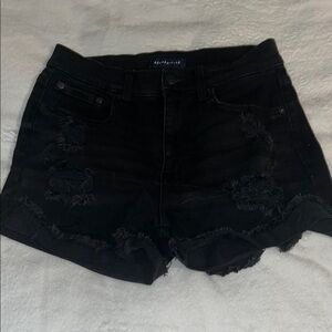 Aeropostale Black Jean Shorts High-Waisted Distressed
